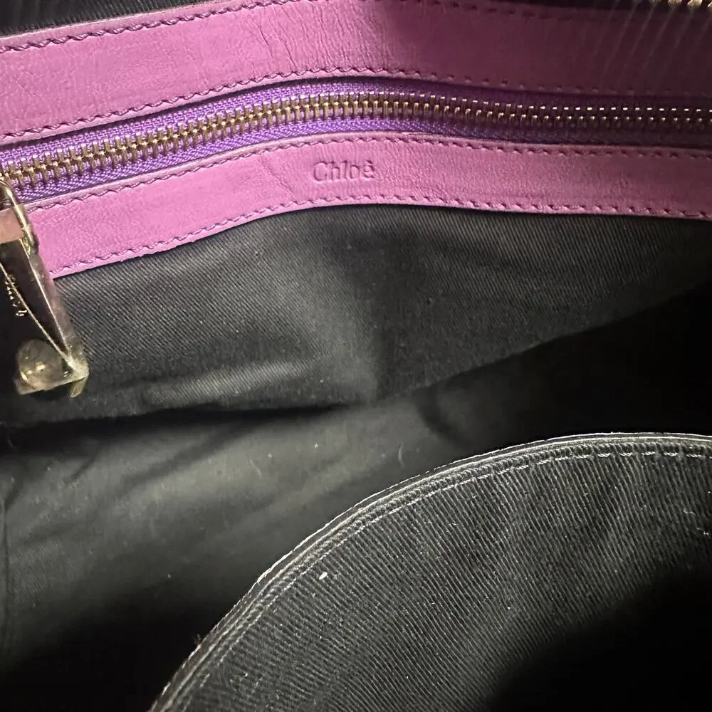Vintage Chloe Ethel Purple Leather 2 Way Satchel
